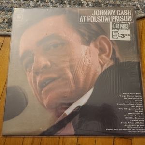Johnny Cash At Folsom Prison.  Vintage vinyl album.  Black orange GUC